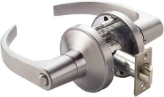 Ability One - Grade 1 Exit Door Lever Lockset - 2-3/4" Back Set, Zinc, Satin Chrome Finish - Industrial Tool & Supply