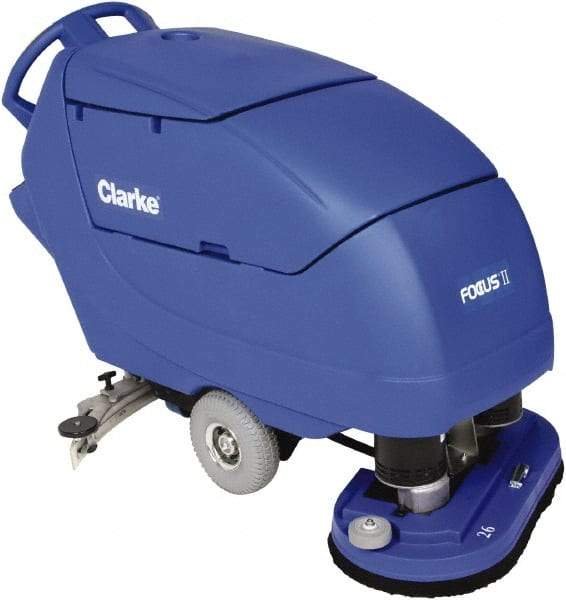 Clarke - 26" Cleaning Width, Battery Powered Floor Scrubber - 0.75 hp, 200 RPM, 23 Gal Tank Capacity - Industrial Tool & Supply
