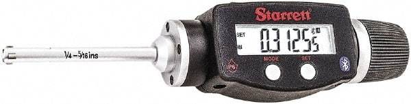 Starrett - 1/4" to 5/16", IP67, Carbide Face Electronic Inside Micrometer - 0.00005" Resolution, 0.00015" Accuracy, 2-1/4" Gage Depth - Industrial Tool & Supply