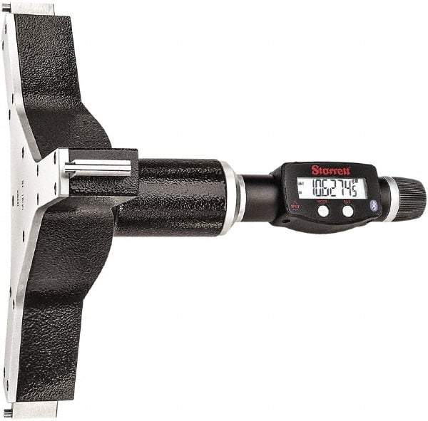 Starrett - 10" to 11", IP67, Carbide Face Electronic Inside Micrometer - 0.00005" Resolution, 0.00035" Accuracy, 4-5/8" Gage Depth - Industrial Tool & Supply