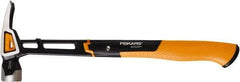 Fiskars - 22 oz Head, Straight Framing Hammer - 16" OAL, Forged Steel Head, 1-5/16" Face Diam, Milled Face - Industrial Tool & Supply