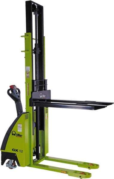 Vestil - 2,500 Lb Capacity, 89" Lift Height, Battery Operated Self-Propelled Electric Stacker - 45" Fork Length x 22" Fork Width - Industrial Tool & Supply