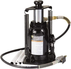 Omega Lift Equipment - 20 Ton Capacity Hydraulic Bottle Jack - 9-5/8" to 18-7/8" High, 9-1/4" Piston Stroke, 6" Screw Length, 6-3/4" Long x 9" Wide Base - Industrial Tool & Supply