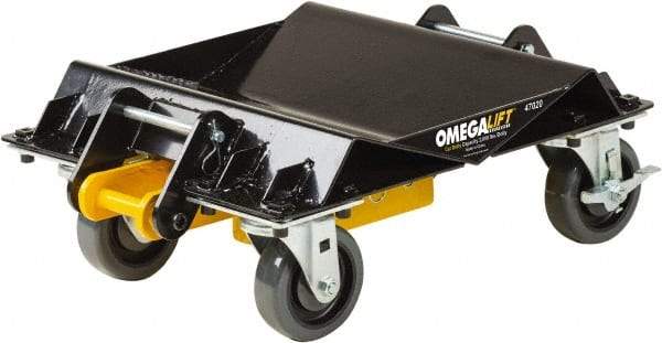 Omega Lift Equipment - 4 Wheel, 2,000 Lb Capacity, One Pair Dolly without Handle - 4" Casters, 10 to 36" Polyurethane Mold on Polyetyhylene Wheels - Industrial Tool & Supply