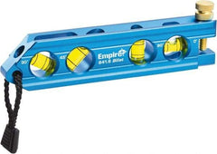 Empire Level - Magnetic 6" Long 4 Vial Torpedo Level - Metal, Blue, 1 Level, 1 Plumb & 1 30° & 1 45° Vials - Industrial Tool & Supply