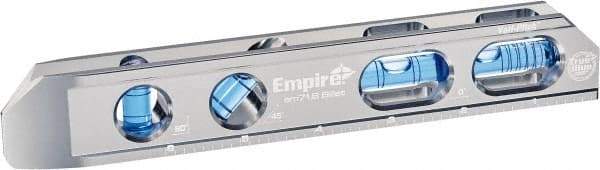 Empire Level - Magnetic 8" Long 4 Vial I-Beam Level - Metal, Silver, 2 Level & 1 Plumb & 1 45° Vials - Industrial Tool & Supply
