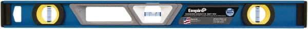 Empire Level - Magnetic 24" Long 3 Vial Box Beam Level - Metal, Blue, 1 Level & 2 Plumb Vials - Industrial Tool & Supply