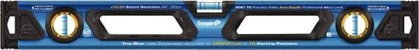 Empire Level - Magnetic 24" Long 3 Vial Box Beam Level - Metal, Blue, 1 Level & 2 Plumb Vials - Industrial Tool & Supply