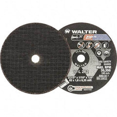 WALTER Surface Technologies - 2-1/2" 24 Grit Aluminum Oxide Cutoff Wheel - 1/16" Thick, 1/4" Arbor, 30,350 Max RPM, Use with Die Grinders - Industrial Tool & Supply