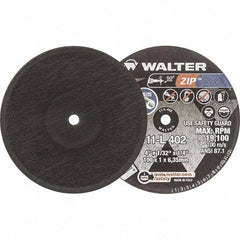 WALTER Surface Technologies - 4" 60 Grit Aluminum Oxide Cutoff Wheel - 1/32" Thick, 1/4" Arbor, 19,100 Max RPM, Use with Die Grinders - Industrial Tool & Supply