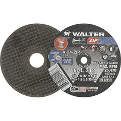 WALTER Surface Technologies - 3" 24 Grit Aluminum Oxide Cutoff Wheel - 1/16" Thick, 1/4" Arbor, 25,470 Max RPM, Use with Die Grinders - Industrial Tool & Supply