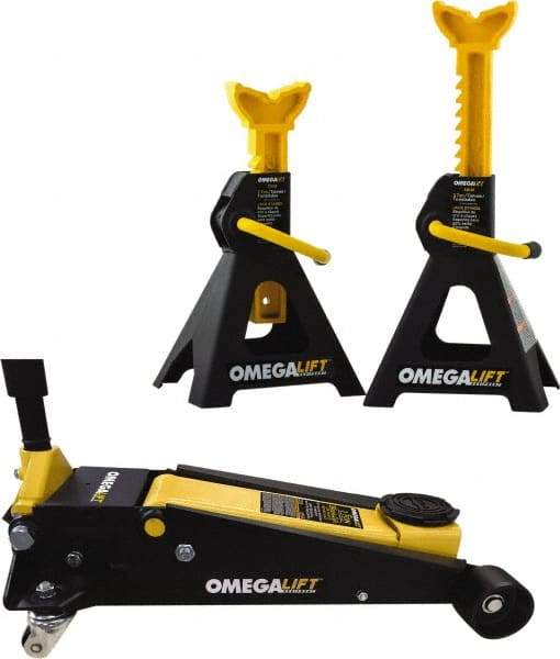 Omega Lift Equipment - 2.5 Ton Capacity Service Floor Jack - 5-3/8 to 19-7/8" High - Industrial Tool & Supply