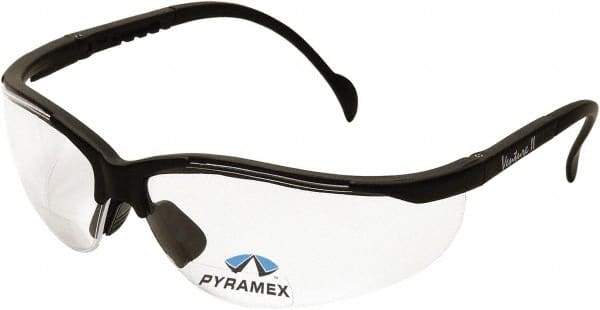PYRAMEX - +3, Clear Lenses, Scratch Resistant, Framed Magnifying Safety Glasses - UV Protection, Adjustable Temples, Black Nylon Frame, ANSI Z87.1, CSA Z94.3-07 - Industrial Tool & Supply