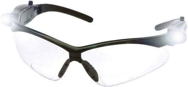 PYRAMEX - +2.5, Clear Lenses, Scratch Resistant, Framed Magnifying Safety Glasses - UV Protection, Black Nylon Frame, ANSI Z87.1 - Industrial Tool & Supply