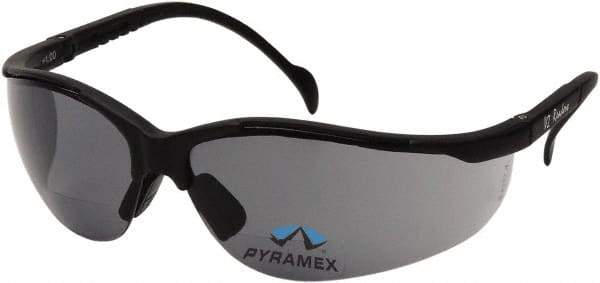 PYRAMEX - +1.5, Gray Lenses, Scratch Resistant, Framed Magnifying Safety Glasses - UV Protection, Adjustable Temples, Black Nylon Frame, ANSI Z87.1, CSA Z94.3-07 - Industrial Tool & Supply