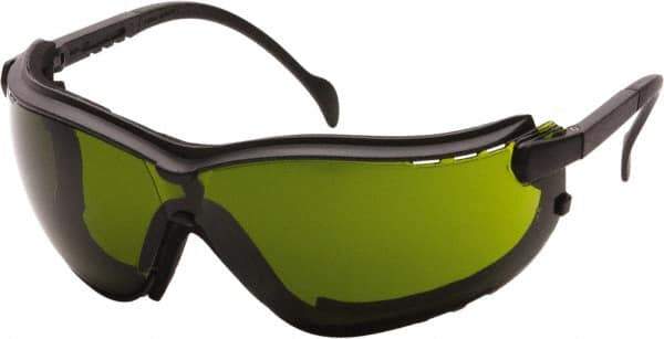 PYRAMEX - Size Universal, Green Polycarbonate Anti-Fog & Scratch Resistant Lens, Safety Goggles - Direct Vent, Black Nylon Frame - Industrial Tool & Supply