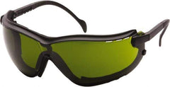PYRAMEX - Size Universal, Green Polycarbonate Anti-Fog & Scratch Resistant Lens, Safety Goggles - Direct Vent, Black Nylon Frame - Industrial Tool & Supply