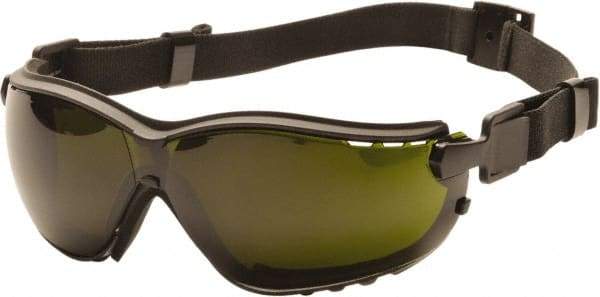 PYRAMEX - Size Universal, Green Polycarbonate Anti-Fog & Scratch Resistant Lens, Safety Goggles - Direct Vent, Black Nylon Frame - Industrial Tool & Supply
