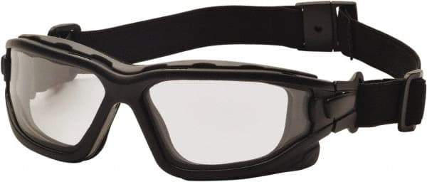 PYRAMEX - Size Small, Clear Polycarbonate Anti-Fog & Scratch Resistant Lens, Hybrid Safety Glasses/Goggles - Direct Vent, Black Nylon Frame - Industrial Tool & Supply