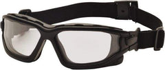 PYRAMEX - Size Small, Clear Polycarbonate Anti-Fog & Scratch Resistant Lens, Hybrid Safety Glasses/Goggles - Direct Vent, Black Nylon Frame - Industrial Tool & Supply