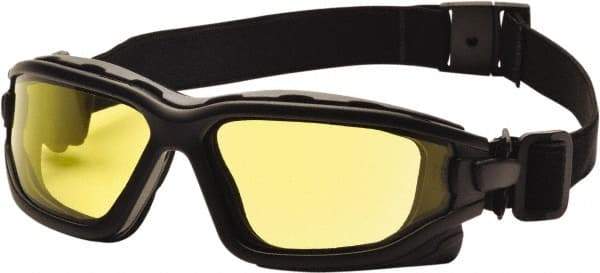 PYRAMEX - Size Universal, Amber Polycarbonate Anti-Fog & Scratch Resistant Lens, Hybrid Safety Glasses/Goggles - Direct Vent, Black Nylon Frame - Industrial Tool & Supply