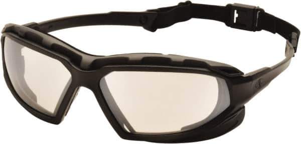 PYRAMEX - Size Universal, Indoor/Outdoor Mirror Polycarbonate Anti-Fog & Scratch Resistant Lens, Hybrid Safety Glasses/Goggles - Indirect Vent, Black/Gray Nylon Frame - Industrial Tool & Supply