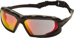 PYRAMEX - Size Universal, Red Mirror Polycarbonate Anti-Fog & Scratch Resistant Lens, Hybrid Safety Glasses/Goggles - Indirect Vent, Black/Gray Nylon Frame - Industrial Tool & Supply
