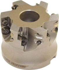 Millstar - 6 Inserts, 2-1/2" Cutter Diam, 0.06" Max Depth of Cut, Indexable High-Feed Face Mill - 1" Arbor Hole Diam, 3/8" Keyway Width, 1.575" High, HFA Toolholder, HFCI-1204 Inserts, Series HFA - Industrial Tool & Supply