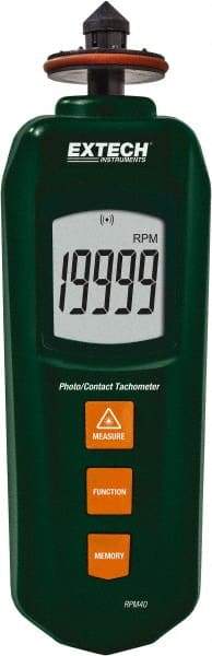 Extech - Tachometers Type: Photo/Contact Tachometer Minimum Measurement (RPM): 5 (Photo); 0.5 (Contact) - Industrial Tool & Supply