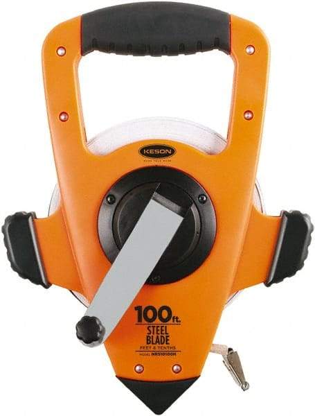 Keson - 100' x 3/8" Tape Measure - 1/10 & 1/100" Graduation - Industrial Tool & Supply