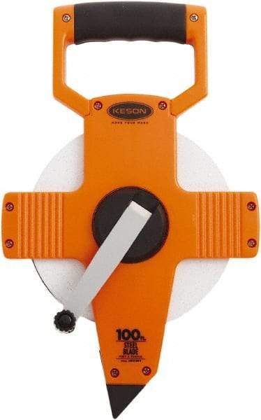 Keson - 100' x 3/8" Tape Measure - 1/10 & 1/100" Graduation - Industrial Tool & Supply