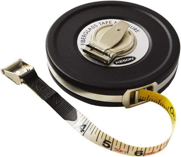 Keson - 50' x 1/2" Tape Measure - 1/8, 1/10 & 1/100" Graduation - Industrial Tool & Supply