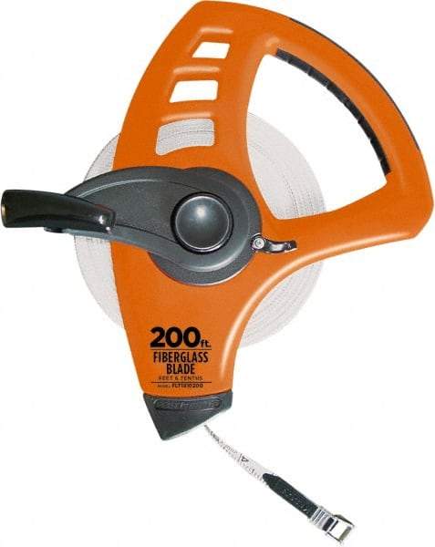 Keson - 200' x 1/2" Tape Measure - 1/8, 1/10 & 1/100" Graduation - Industrial Tool & Supply