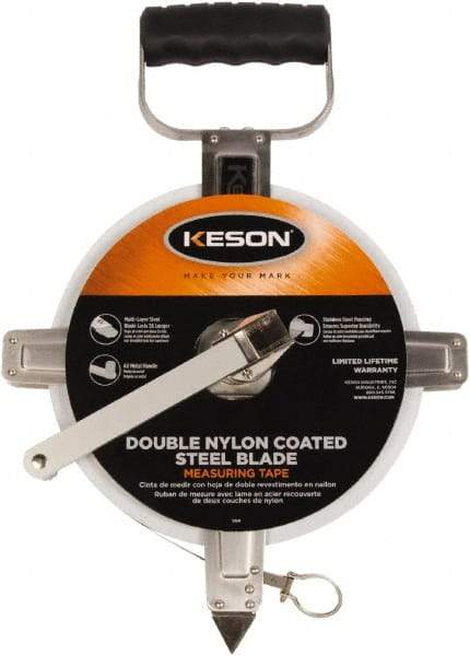 Keson - 200' x 3/8" Tape Measure - 1/10 & 1/100" Graduation - Industrial Tool & Supply