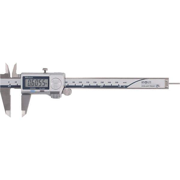 Mitutoyo - 0 to 6" Range 0.01mm Resolution, Electronic Caliper - Steel with 40mm Metal Jaws, 0.001" Accuracy - Industrial Tool & Supply