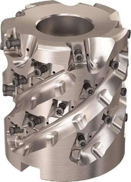 Seco - 30 Inserts, 3.1496" Cut Diam, 1.26" Arbor Diam, 69mm Max Depth of Cut, Indexable Square-Shoulder Face Mill - 90° Lead Angle, 3.5433" High, LOEX-12 Insert Compatibility, Through Coolant, Series Square T4-12 - Industrial Tool & Supply