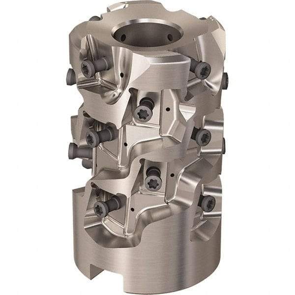 Seco - 20 Inserts, 1-31/32" Cut Diam, 1.06" Arbor Diam, 58mm Max Depth of Cut, Indexable Square-Shoulder Face Mill - 90° Lead Angle, 3.1496" High, LOEX-12 Insert Compatibility, Through Coolant, Series Square T4-12 - Industrial Tool & Supply