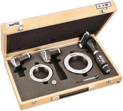 Starrett - 50 to 100mm, 100mm Gage Depth, 0.001mm Resolution, Friction Thimble, IP65 Electronic Inside Hole Micrometer Set - Accurate to 0.005mm, 1 Head, 3 Anvils, 2 Setting Rings, Data Output, Instant Inch/Millimeter Conversion - Industrial Tool & Supply
