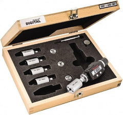 Starrett - 2 to 6mm, 18mm Gage Depth, 0.001mm Resolution, Friction Thimble, IP65 Electronic Inside Hole Micrometer Set - Accurate to 0.004mm, 1 Head, 5 Anvils, 3 Setting Rings, Data Output, Instant Inch/Millimeter Conversion - Industrial Tool & Supply