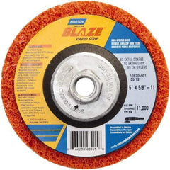 Norton - 5" Extra Coarse Grade Aluminum Oxide Deburring Disc - 5/8" Center Hole, Arbor Connection - Industrial Tool & Supply