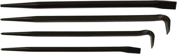Mayhew - 4 Piece Line-Up & Rolling Head Pry Bar Set - Includes 14, 16, 18 & 20" Lengths - Industrial Tool & Supply