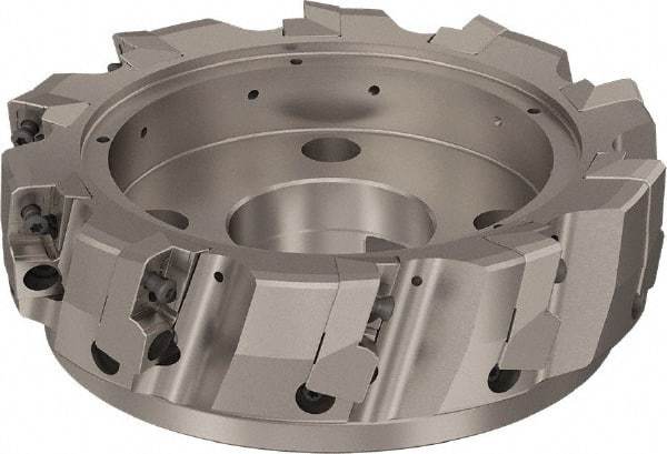 Seco - 10 Inserts, 200mm Cut Diam, 60mm Arbor Diam, 25mm Max Depth of Cut, Indexable Square-Shoulder Face Mill - 90° Lead Angle, 63mm High, ABEX 26.. Insert Compatibility, Through Coolant, Series R220.96 - Industrial Tool & Supply