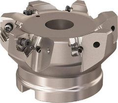 Seco - 7 Inserts, 84mm Cut Diam, 27mm Arbor Diam, 7.5mm Max Depth of Cut, Indexable Square-Shoulder Face Mill - 90° Lead Angle, 50mm High, XNEX 08 Insert Compatibility, Through Coolant, Series R220.96 - Industrial Tool & Supply