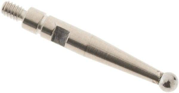SPI - 2mm Ball Diam, Carbide, Ball Test Indicator Contact Point - 0.606" Contact Point Length, Use with Mitutoyo Test Indicators - Industrial Tool & Supply