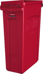 Rubbermaid - 23 Gal Red Rectangle Trash Can - Polyethylene, None Graphic, 30" High x 22" Long x 11" Wide, Lid Not Included - Industrial Tool & Supply