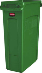 Rubbermaid - 23 Gal Green Rectangle Trash Can - Polyethylene, None Graphic, 30" High x 22" Long x 11" Wide, Lid Not Included - Industrial Tool & Supply