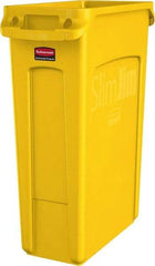 Rubbermaid - 23 Gal Yellow Rectangle Trash Can - Polyethylene, None Graphic, 30" High x 22" Long x 11" Wide, Lid Not Included - Industrial Tool & Supply