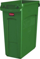 Rubbermaid - 16 Gal Green Rectangle Trash Can - Polyethylene, None Graphic, 25" High x 22" Long x 11" Wide, Lid Not Included - Industrial Tool & Supply