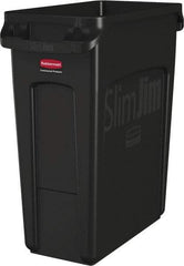 Rubbermaid - 16 Gal Black Rectangle Trash Can - Polyethylene, None Graphic, 25" High x 22" Long x 11" Wide, Lid Not Included - Industrial Tool & Supply