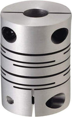 NBK - 5 to 6mm Bore, Clamp Style One Piece Slit Type Flexible Coupling - 16mm OD, 23mm OAL, Aluminum Alloy, Clamp Style - Industrial Tool & Supply